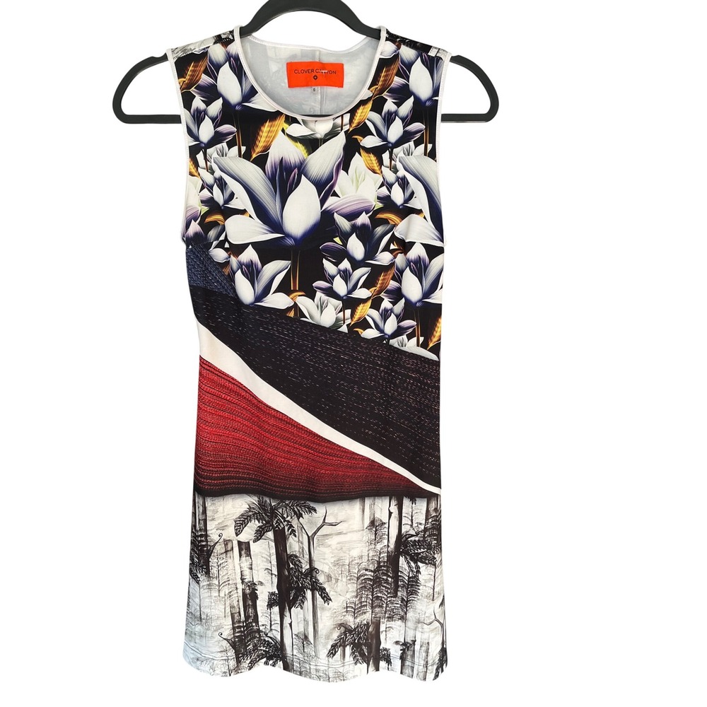 Clover Canyon Womens Sleeveless Floral Tropical Graphic Print Top Multi Size S